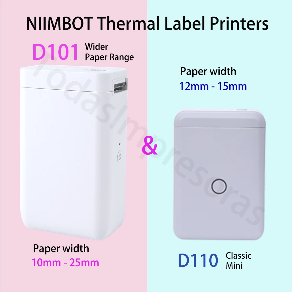 Niimbot-오리지널 D101 감열 라벨 프린터, 클래식 미니 잉크리스 D110 블루투스 무선 케이블 감열 보석 라벨 메이커 용지