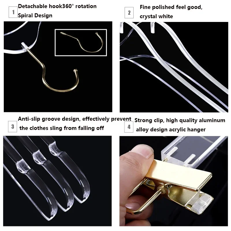Crystal Acrylic Hanger Clothes Organizer Suit Rack,Anti-slip Coat Pants Hanger Closet Storage Skirt Dress Space Saving,10Pcs ﻿ 3