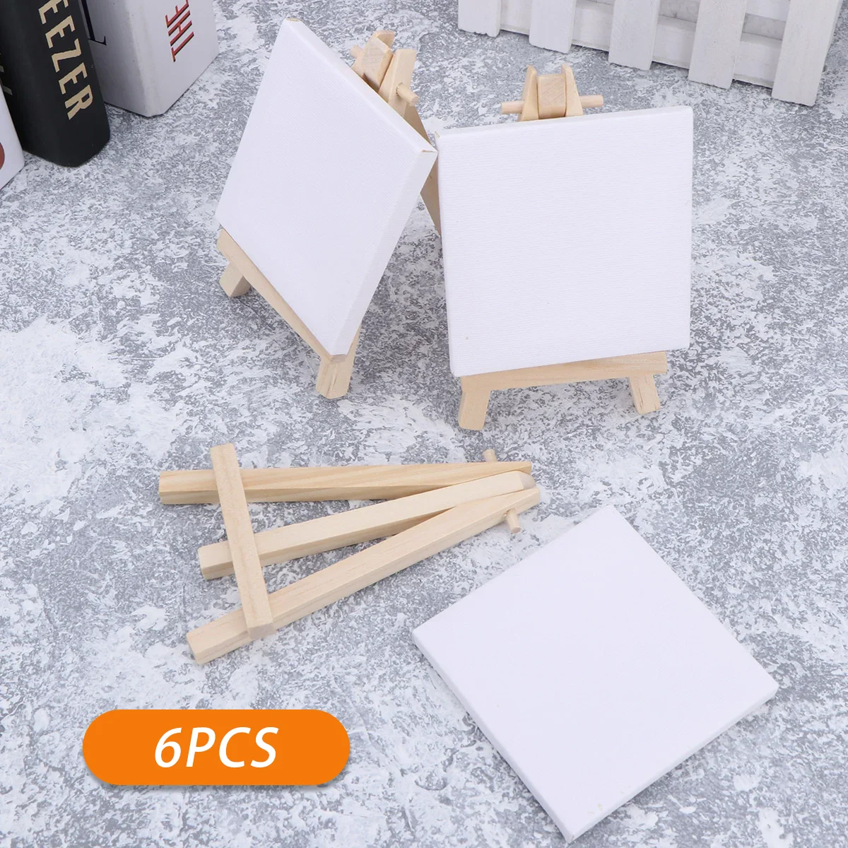 3pcs/6pcs Mini Canvas And Easel Set Mini Canvas Panels Mini Wood Easels,  For Kids Drawing, Oil Painting And DIY Graffiti 3