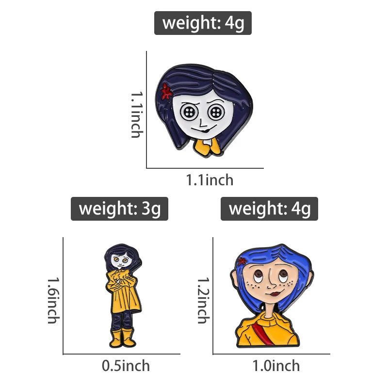 1-23Pcs/Set Enamel Pins Horror Animated Movies Coraline Doll Halloween Punk Character Metal Brooch Lapel Badge Accessory Gifts