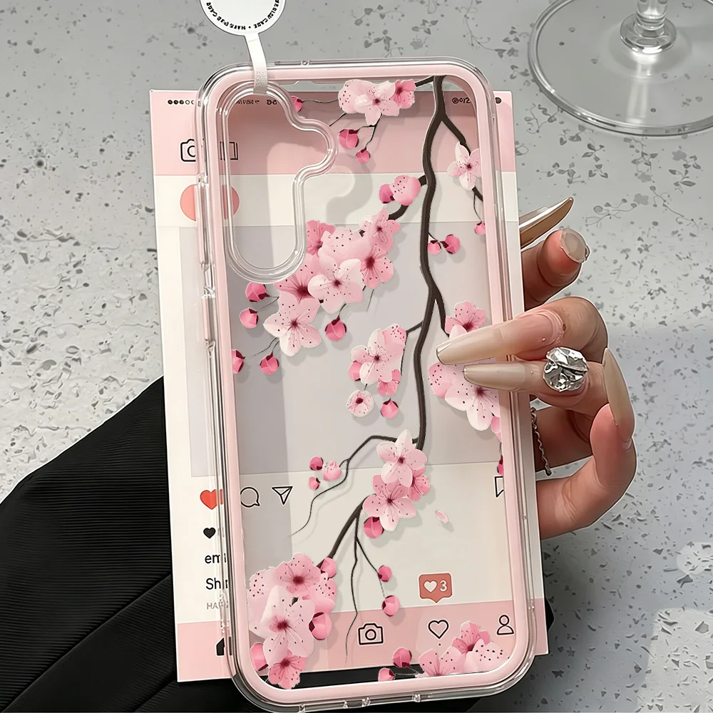 Peach Blossoms Transparent TPU Phone Case Cover