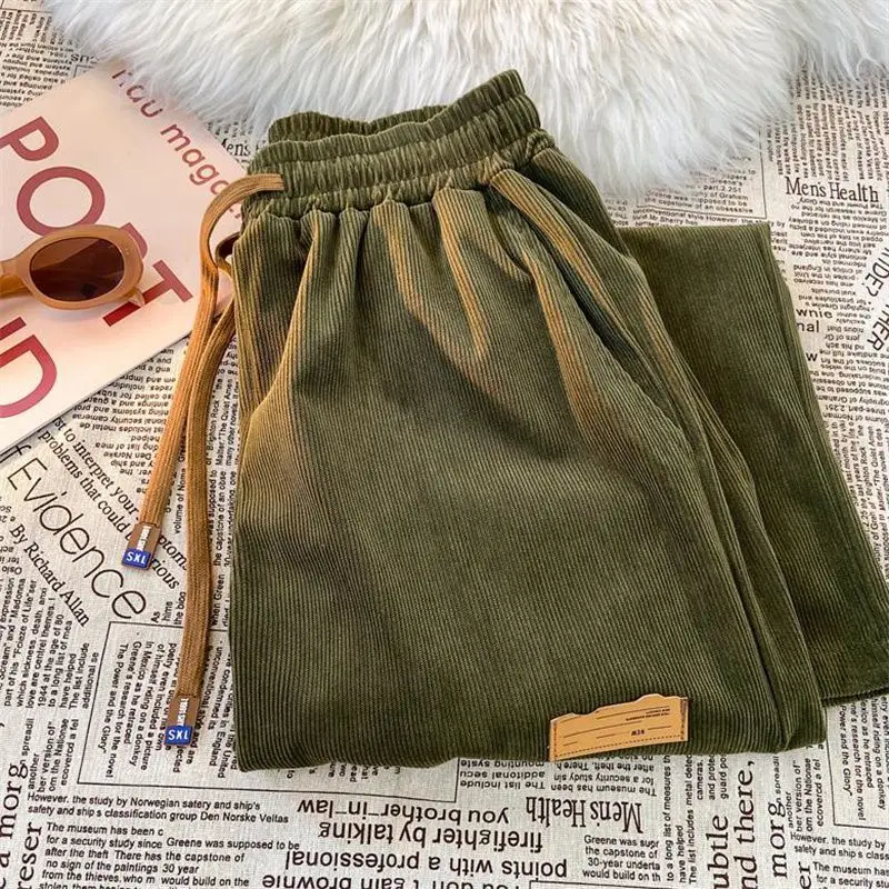 Autumn Winter KPOP Fashion Style Harajuku Slim Fit Trousers Loose All Match Sport Casual Pants Thickening Straight Leg Pants