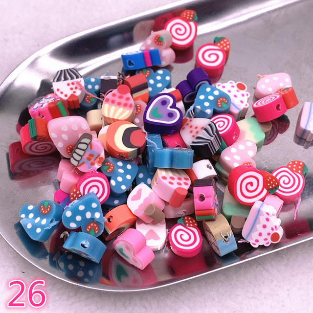 10mm Color Fruit Beads Polymer Clay Beads Polymer Clay Spacer Loose Beads for Jewelry Making DIY Bracelet Accessories