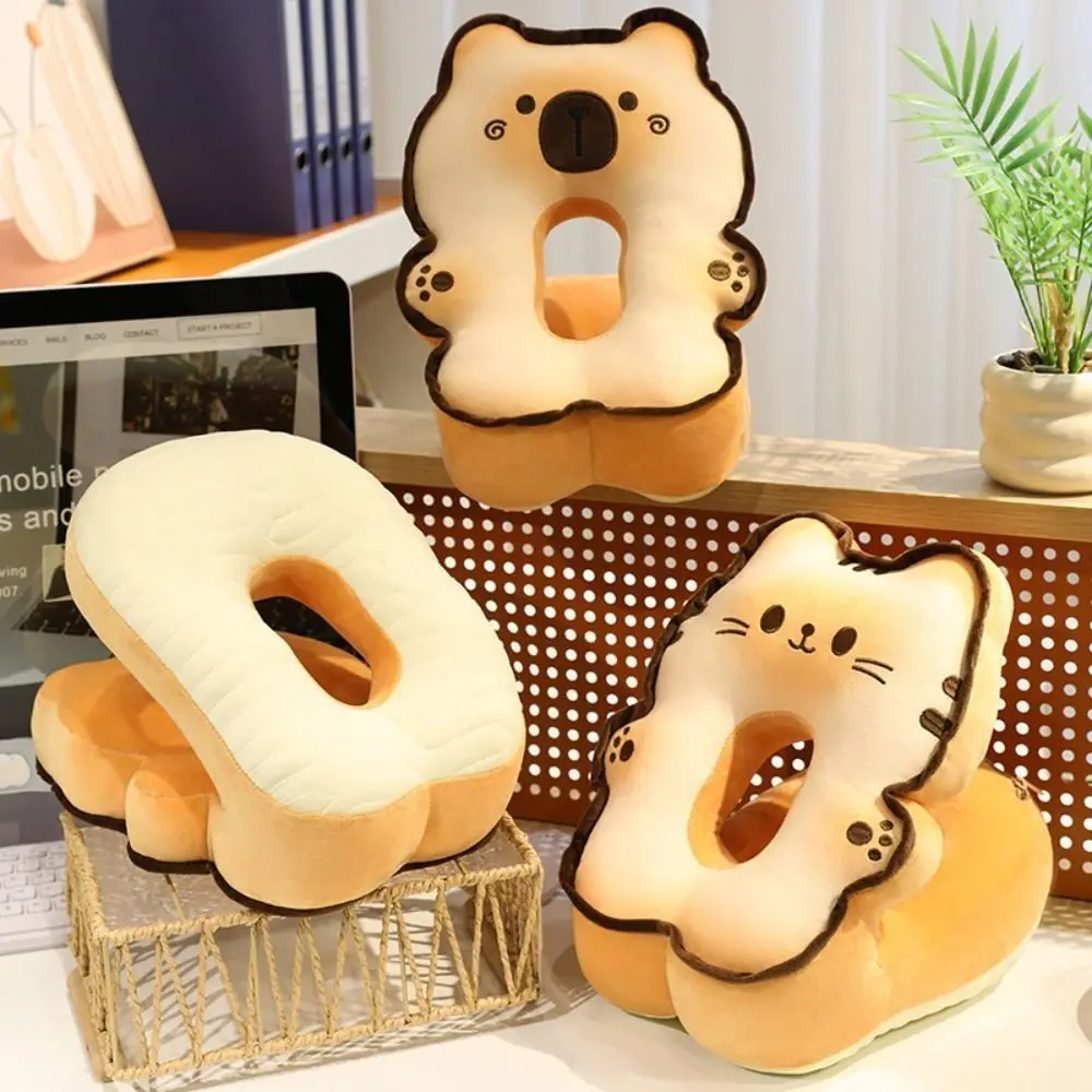 Toast Capybara Office Nap Pillow Plush&Ice Silk Super Soft Cat Hand Warmer Pillow Double-sided Cartoon Dog Waist Pillow Office