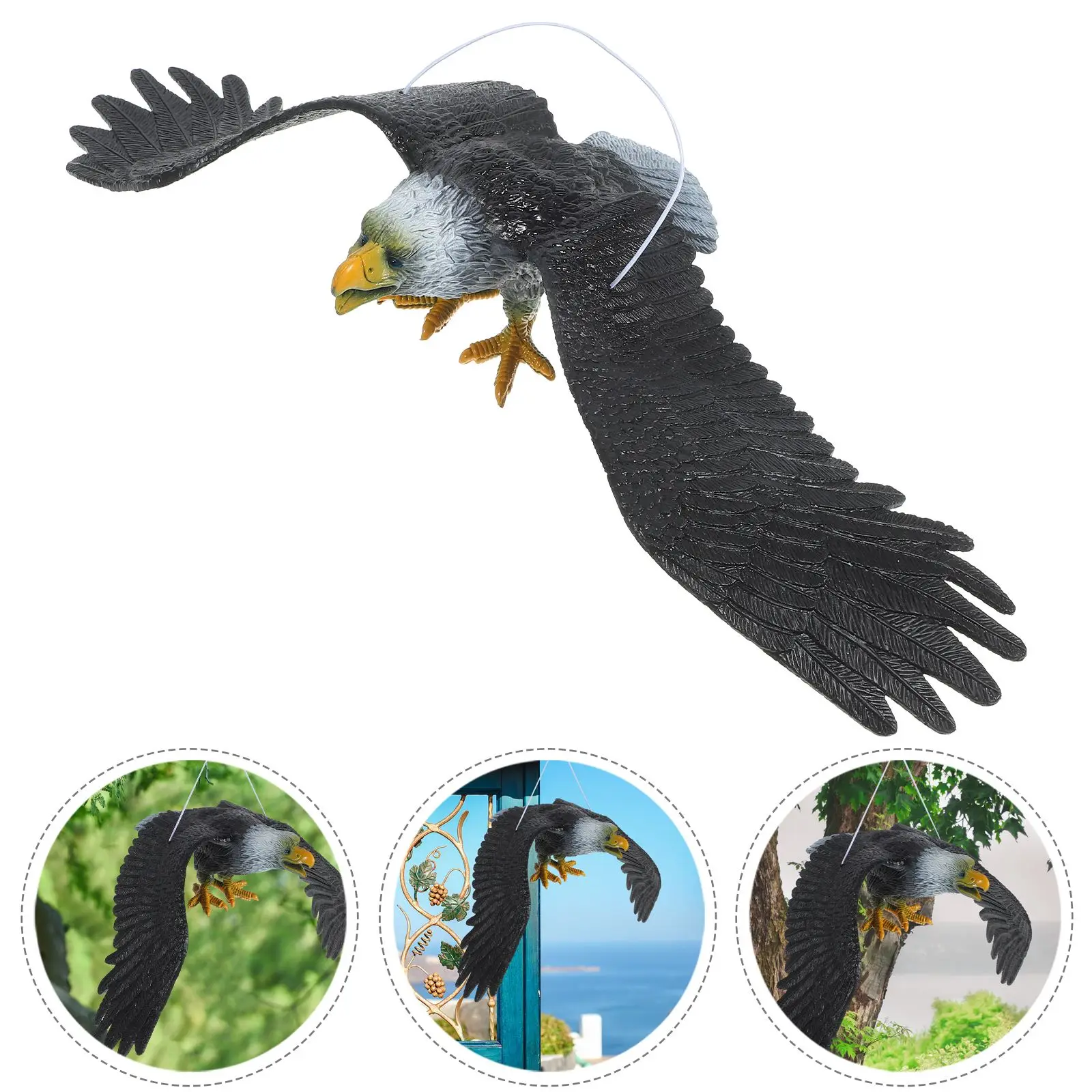 Vivid Flying Bird Hawk Pigeon Decoy Garden Crow Scarer Yard Scarecrow Weed Pest Control with Hook and Wire Garden Supplies