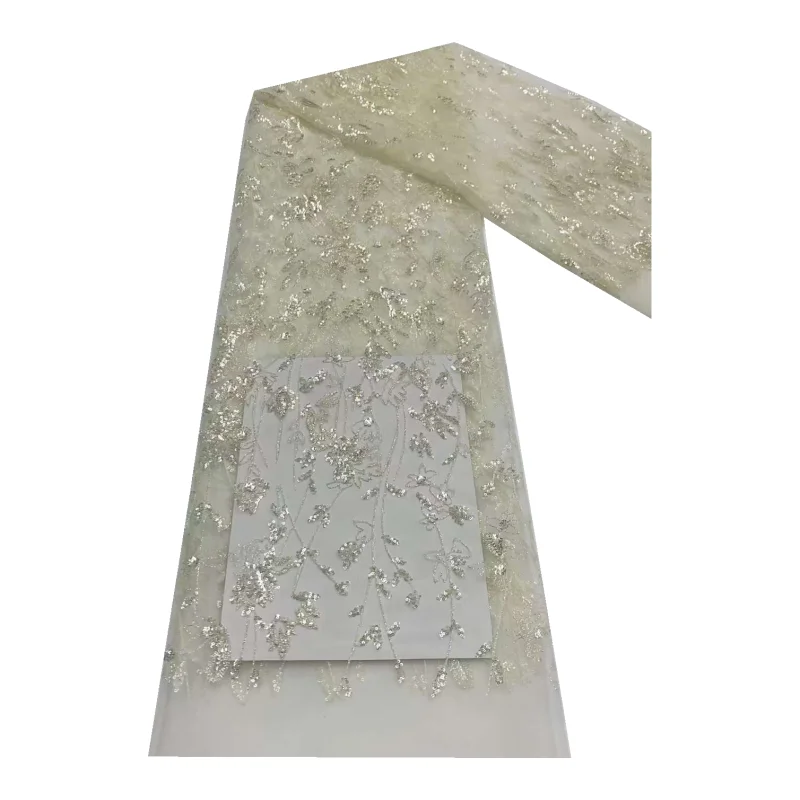 

Кружевная вышивка из тюля с бусинами, африканская кружевная ткань 2024, высокое качество, новая французская сетчатая кружевная ткань для платья Xb