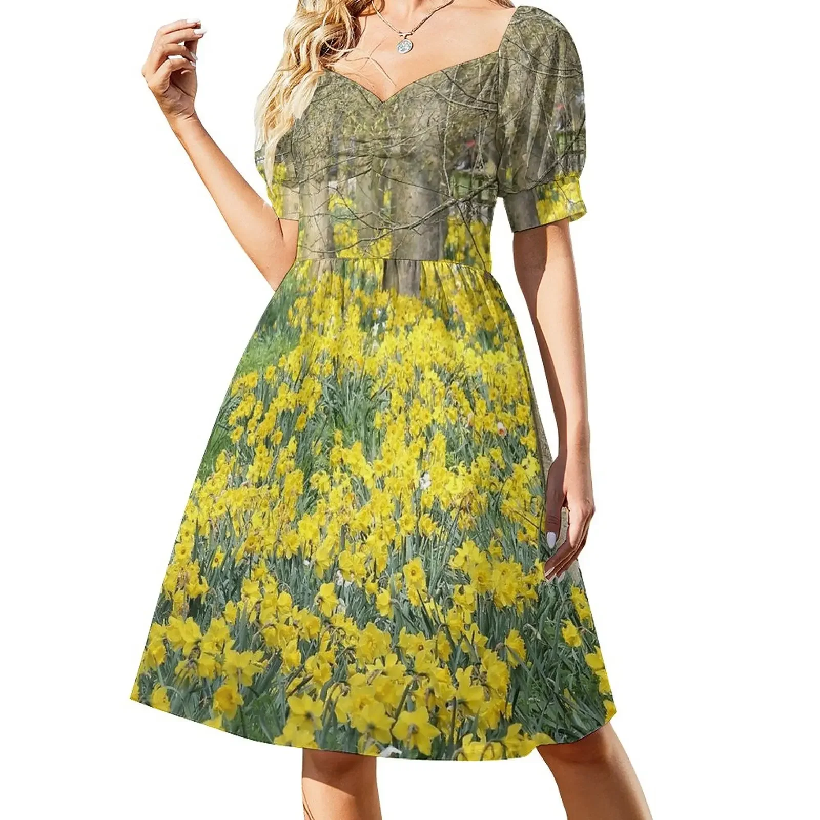 

A Host of Golden Daffodils Sleeveless Dress clothes for women Women's summer dress