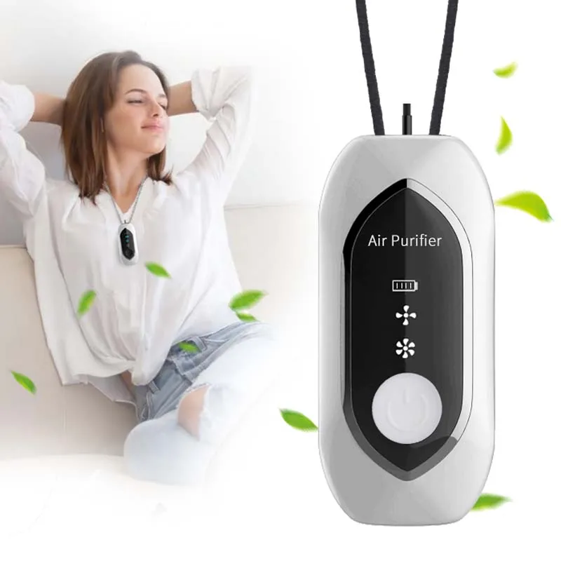 Travel Air Cleaner New, USB Ionizer Mini Filterless Wireless Necklace Personal Portable Rechargeable Hanging Neck Air Purifier