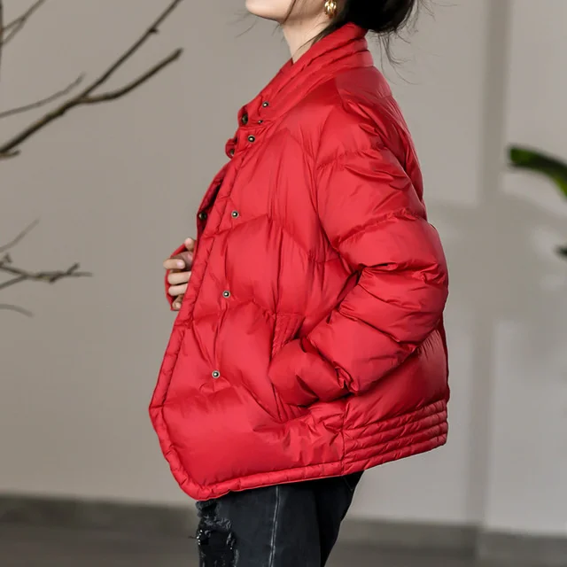 

Clothes High quality 2023 Winter New Fashion Lightweight Tops White Duck Ladies Stand Collar Casual Down Jacket Female