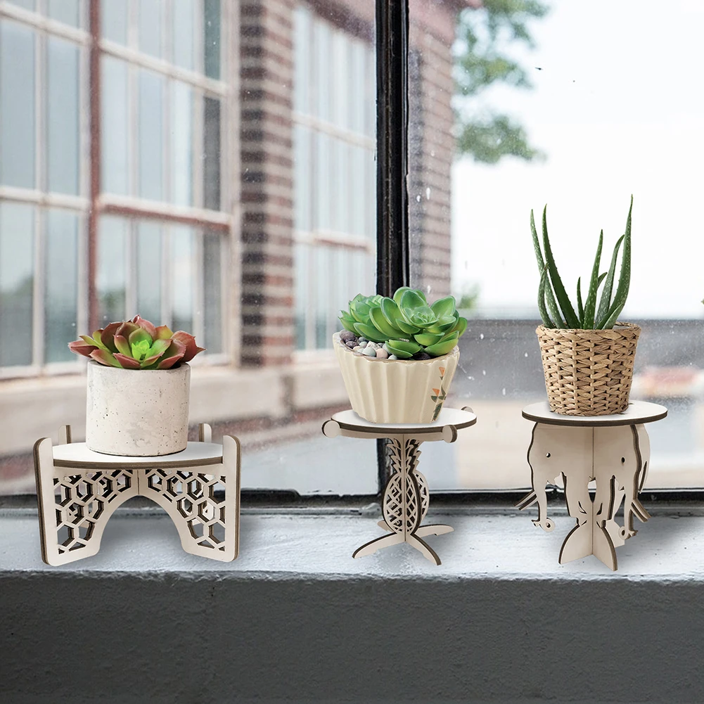 Cabilock Support de plante carré en bois de 13 cm avec base de poulet et wengé - Support de présentation pour aquarium - Support de plante en pot pour intérieur et maison