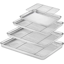 Rectangular Stainless Steel Grill Cookie Baking Pan With Removable Cooling Rack Kitchen Gadget Nonstick Tray Suitable For Oven
