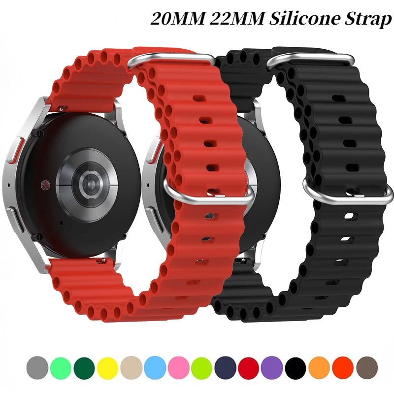 

Силиконовый браслет для часов Samsung Galaxy Watch 6/5/4 Watch 4/6 Classic Huawei Watch 3 GT3 Pro Amazfit GTR/GTS, 20 мм 22 мм