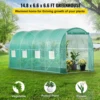 SucceBuy Walk-in Tunnel Greenhouse Galvanized Frame & Waterproof Cover 15x7x7/10x7x7/20x10x7/12x7x7 ft Greenhouses & Cold Frames