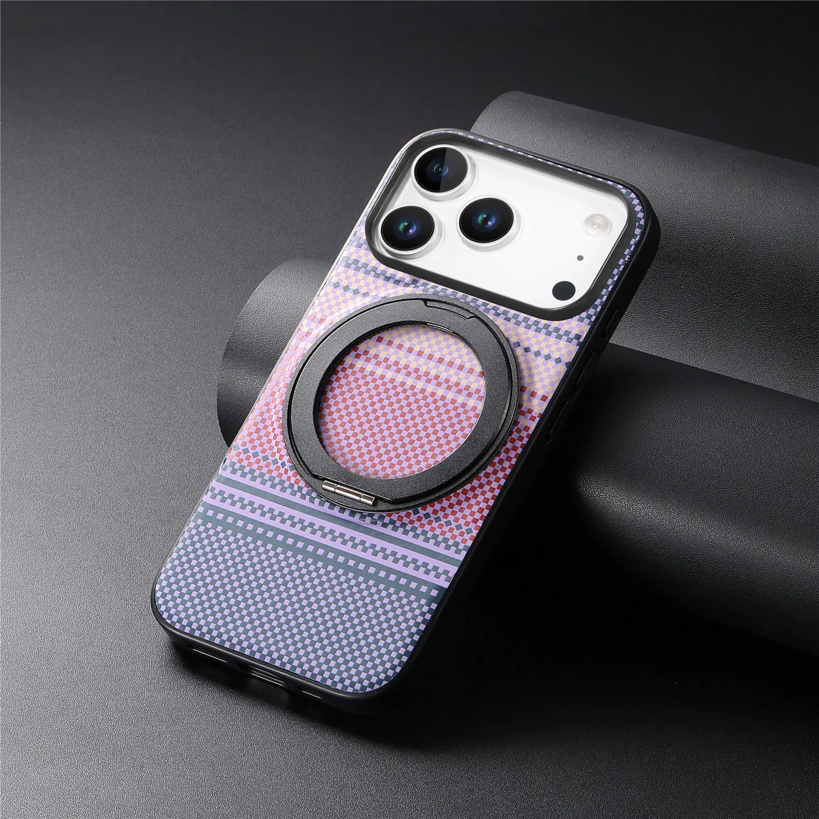 Magnetic Rotating Stand Shockproof Braided Texture Phone Case