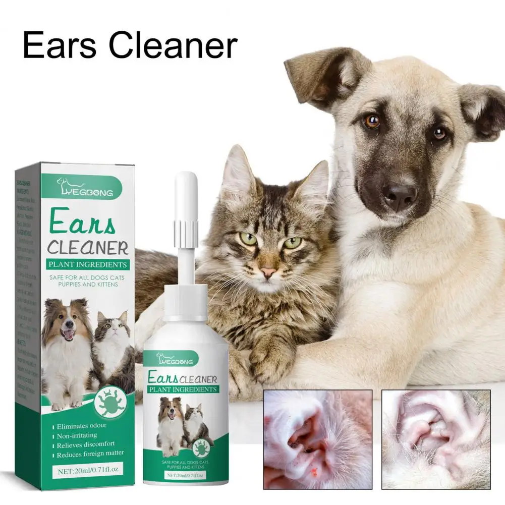 Pet ear drops effective pet ear cleaner for cats dogs removes mites yeast dirt gentle drops for hearing easy-to-use pets