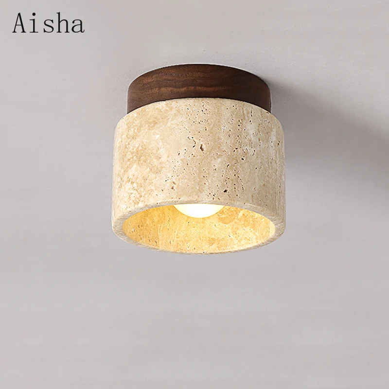 

Japanese Wabi Sabi Yellow Marble Hotel Lobby Corridor Ceiling Light Creative Cream Style Restaurant Room Balcony Decorative Lamp