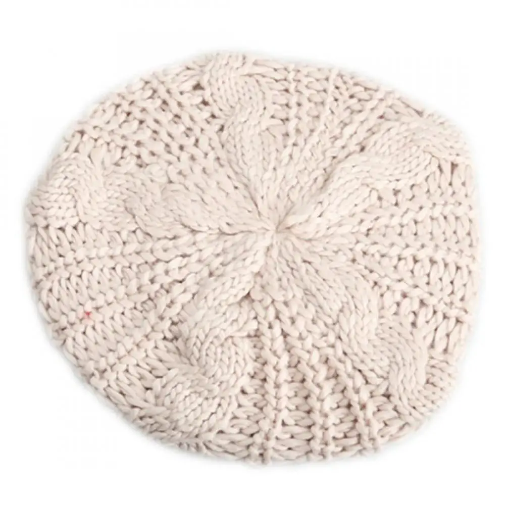 2022 Women's Hat Fashion Beret Braided Baggy Wool Knitted Warm Winter Beanie Hat Women Ski Cap 6