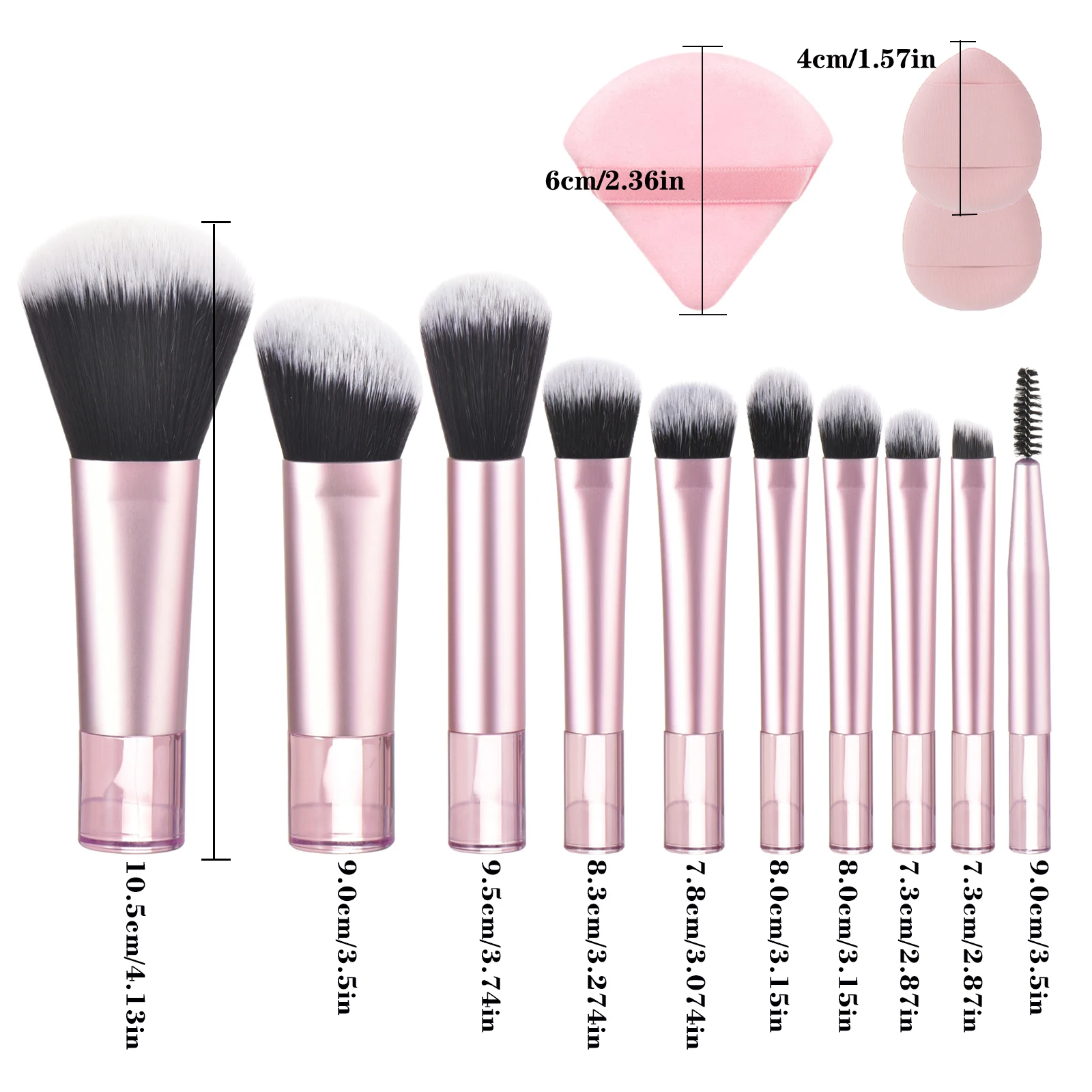 Mini Makeup Brush Set 10 Travel Portable Makeup Tool Puff Palm Brush