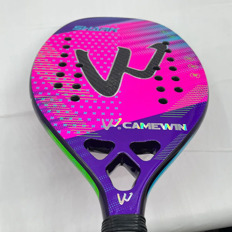 Shark Camewin Beach Tennis 3K Full Carbon Fiber Rude Face Feminino Raquete Beach Tennis Carbon Frame Professional Masculina tennis racket