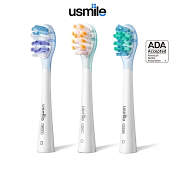 usmile 쿠션 브라이트닝 전동 칫솔 헤드 교체용, 깨끗하고 자연스러운 화이트, 모든 모델 여행용 커버 포함-2 개