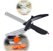  2 In 1 Multi-Function Kitchen Scissors Cutter Stainless Steel Kitchen Knives Vegetable Cut Meat Potato Cheese Knife Hand Tool 