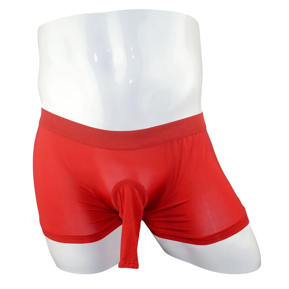 

Sexy Mens Elephant Nose Panties Boxer Shorts Long Bulge Pouch Boxers Open Penis Hole Underwear Breathable Gay Lingerie Trunks