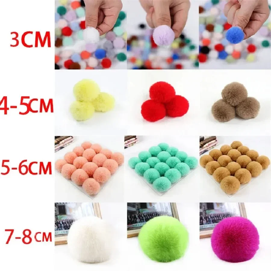 Fluffy Plush Balls Faux Fur Pompom DIY Ring Keychain Shoes Hats Pom Pom Sewing Crafts Accessories Materials 5PCS 5cm