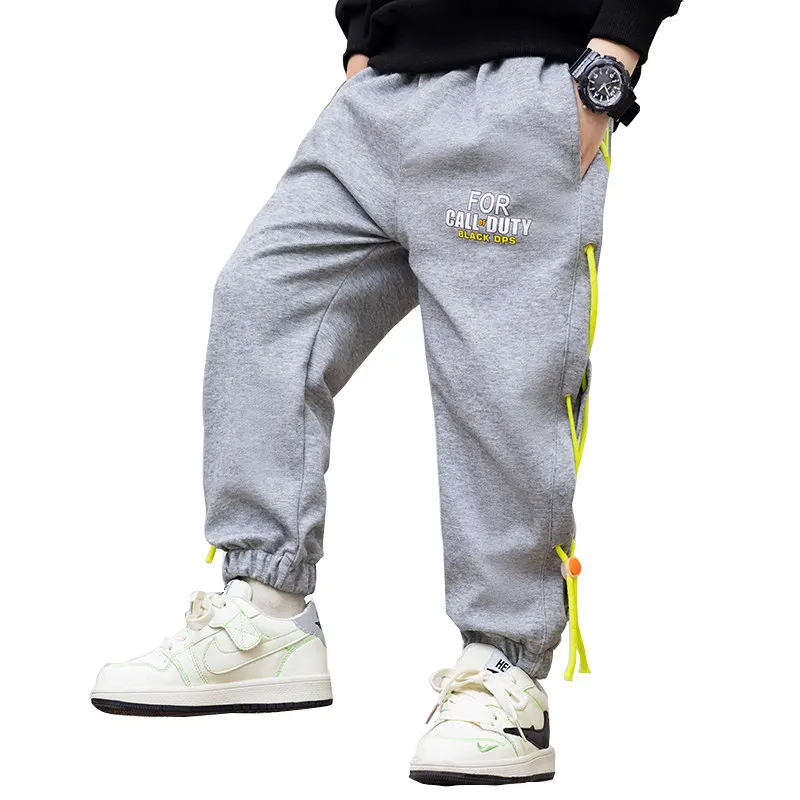 

Pants for Baby Boys Autumn Children Trousers with Fashion Side Stringing Design Cotton Casual Sports Clothes 2 3 4 6 7 8 10 11Y