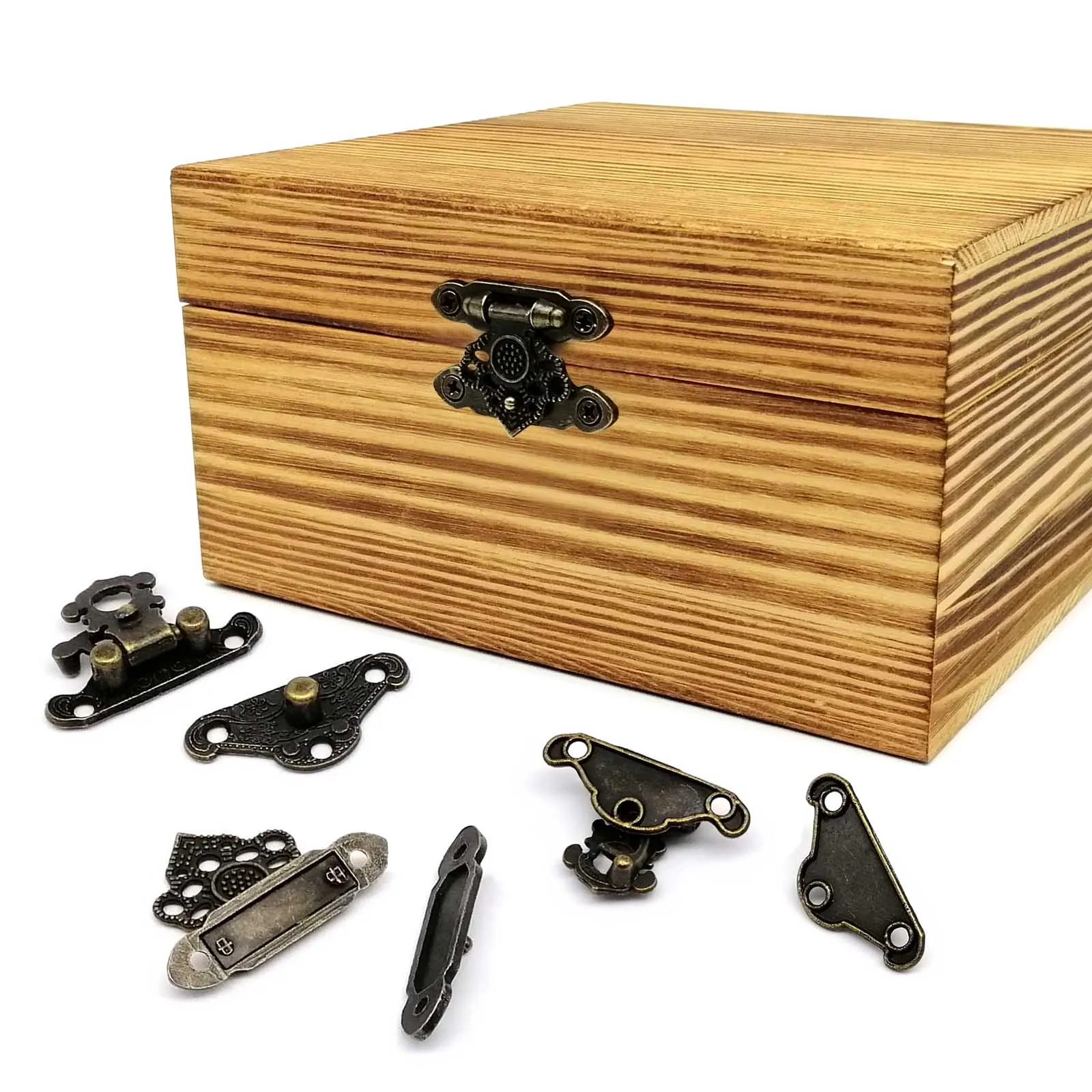12pcs Retro Vintage Antique Brass Bronze Decorative DIY Wooden Jewelry Chest Toggle Wine Box Latch Gift Case Hasp Lock Clasp furniture hardware toggle latches jewelry box hasps decorative latches