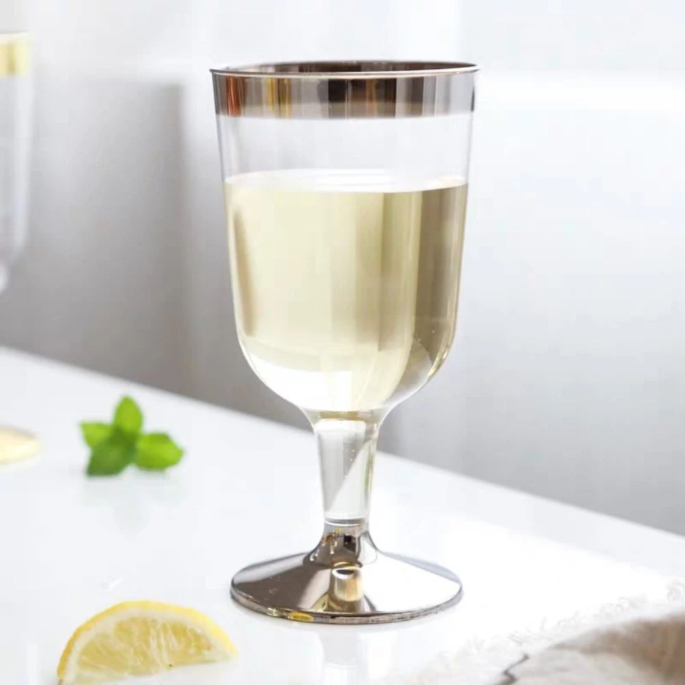 Gold Champagne Flutes Disposable Plastic Champagne Glasses Wedding Party Cocktail Cups Celebration Supplies