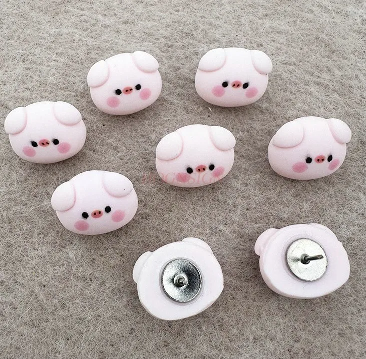8pcs 크리 에이 티브 푸시 핀 귀여운 돼지 부드러운 나무 보드 펠트 사진 벽 메시지 보드 장식 버튼