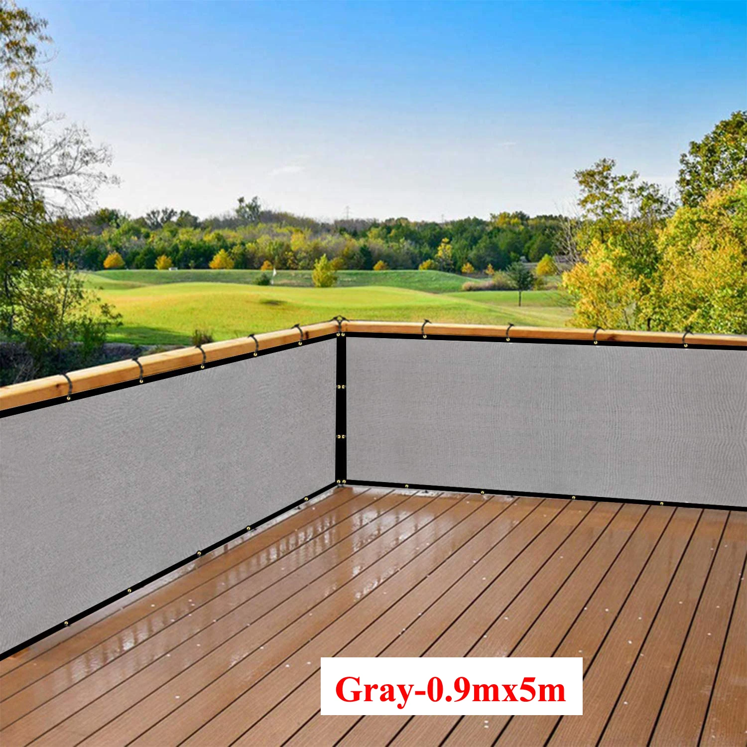 Enhanced Privacy Screen with Grommets & Bindings for Commercial and Residential Use - Grey