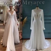 Mryarce Classic Elegant Chiffon A Line Wedding Dresses Deep V Neck Long Sleeves Side Slit Bridal Gowns 1
