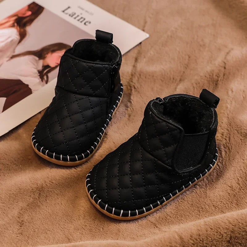 Winter Baby Girls Boys Snow Boots Warm Plush Children Outdoor Shoes Soft Sole Non-slip Infant Shoes Kids Cotton-padded