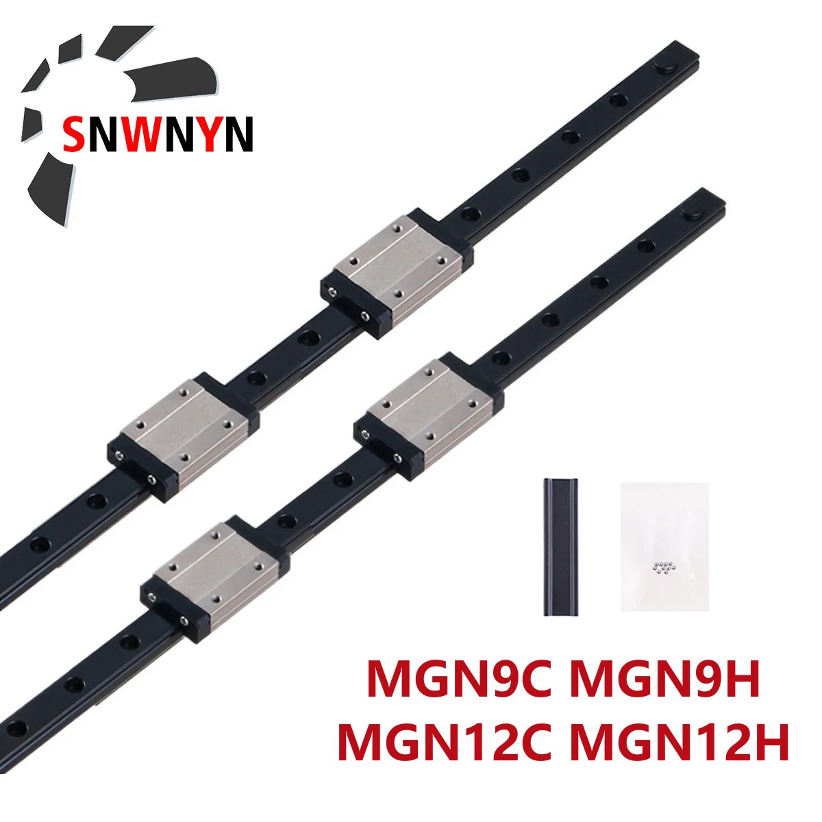 

Миниатюрная направляющая MGN9 MGN12 100-1000 мм MGN + 4 шт. MGN H/C черная скользящая каретка для 3D-принтера, детали, 2 шт.