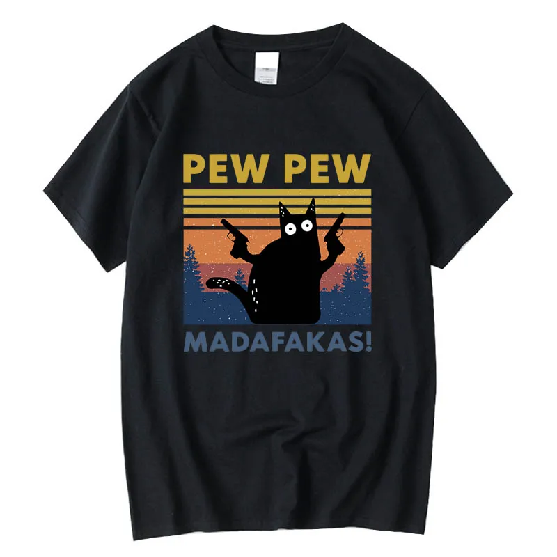 Pew Pew Madafakas T-shirt Männer Kurzarm Neuheit Lustige Katze T Shirt Baumwolle Lose Tops Shirts T T-Shirt Rundhals Streetwear