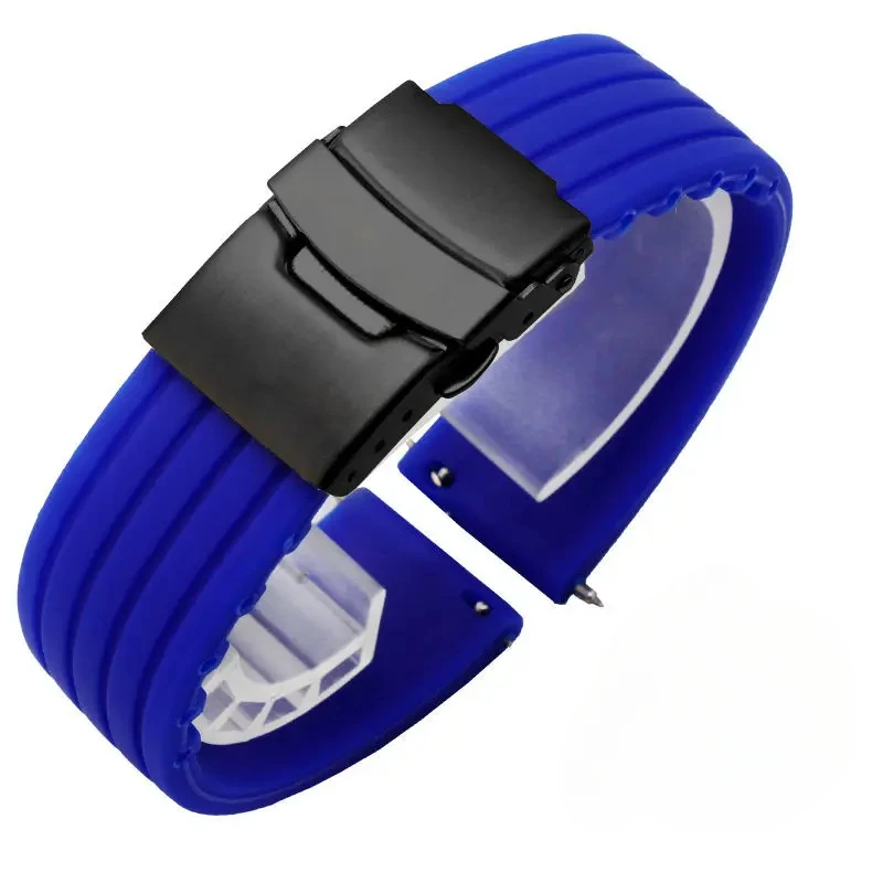 Premium Rubber Silicone Sport Strap - Quick Release Adjustable Watchband Bracelet