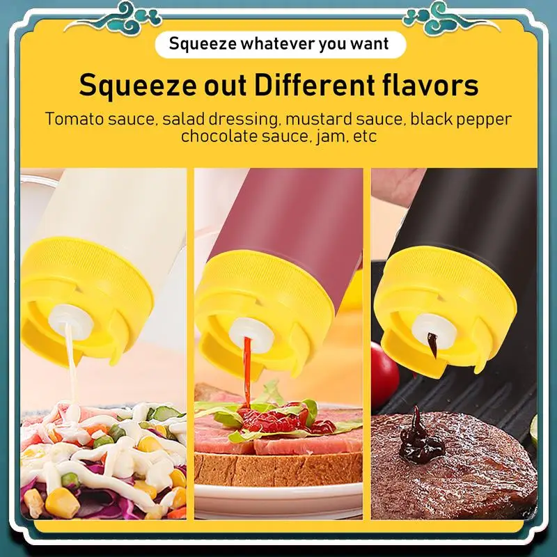 Squeeze Bottle Inverted Plastic Squeeze Bottles 16Oz Refillable Tip Large Valve Dispenser Condiment For Sauces Ketchup
