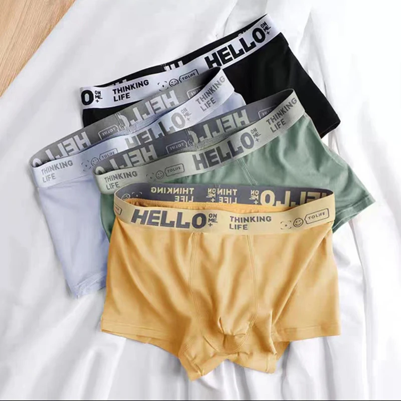 

Boxer Mens Underwear Cotton Comfortable Solid Color Simple Breathable Skin Friendly Pants Popular Mid Rise Flat Angle Underpants