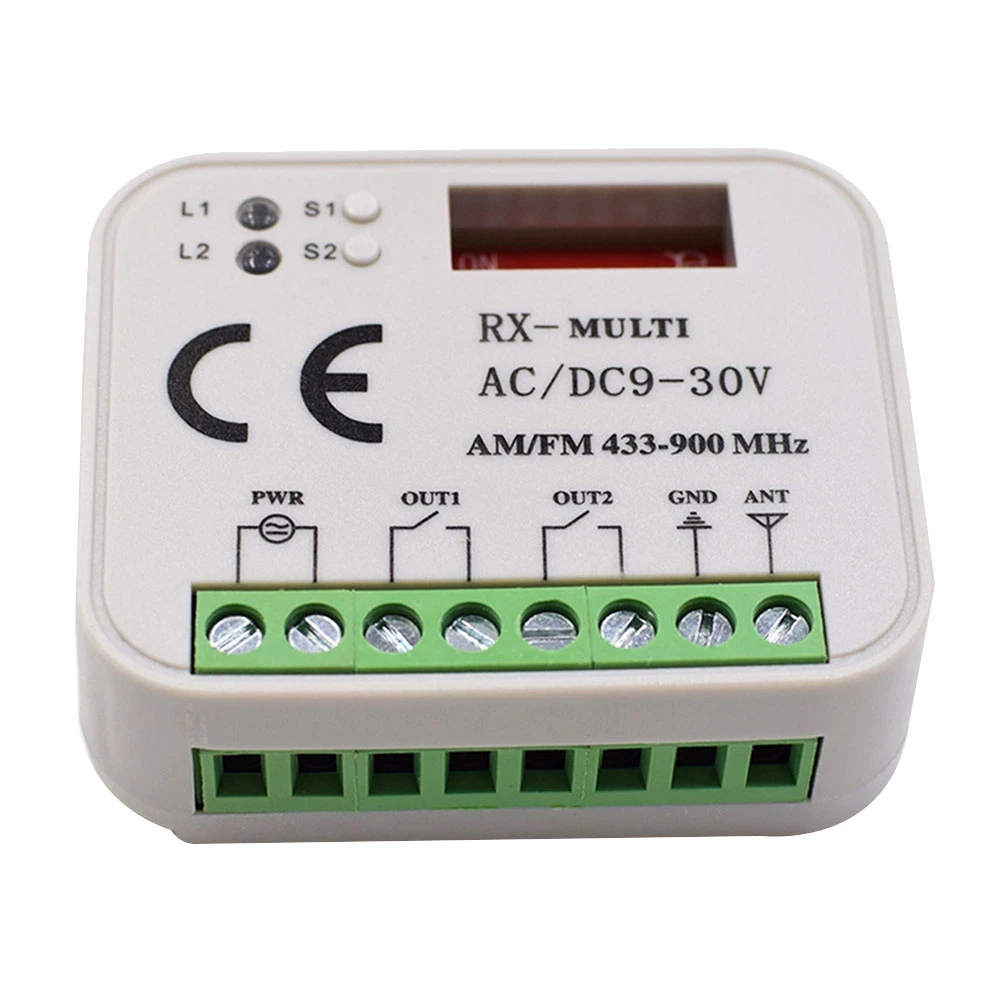 

Garage Door Remote Control Receiver 2Channel Controller Switch for 433 868 MHz Transmitter RX Multi Frequency 433-900MHZ