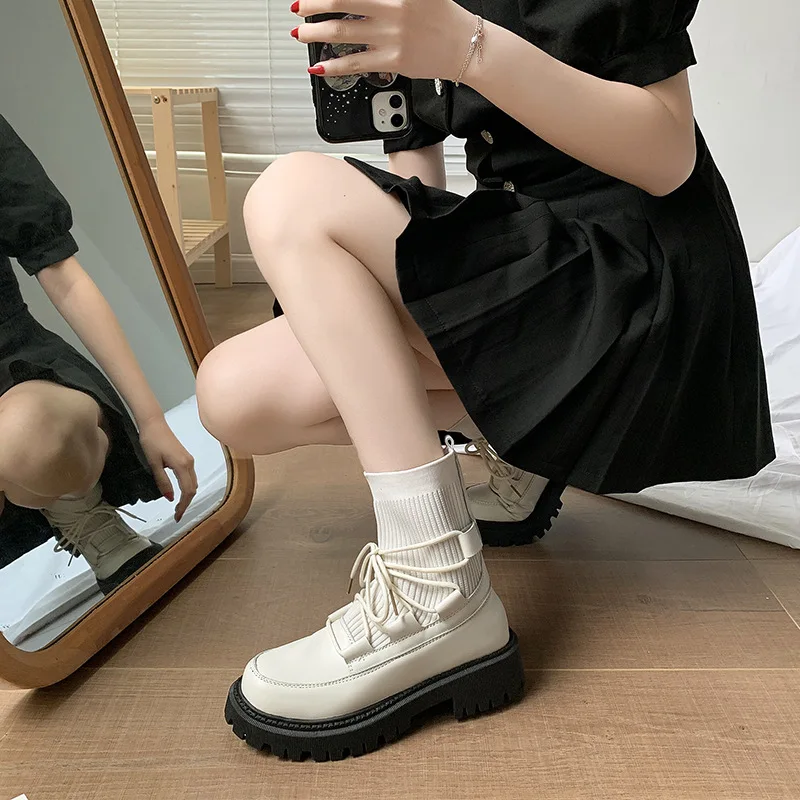 Women Boots Ankle Luxury New Fashion High Top Platform Shoes Woman Casual Boots Soft Breathable Stretch Boots Ladies Female Boot