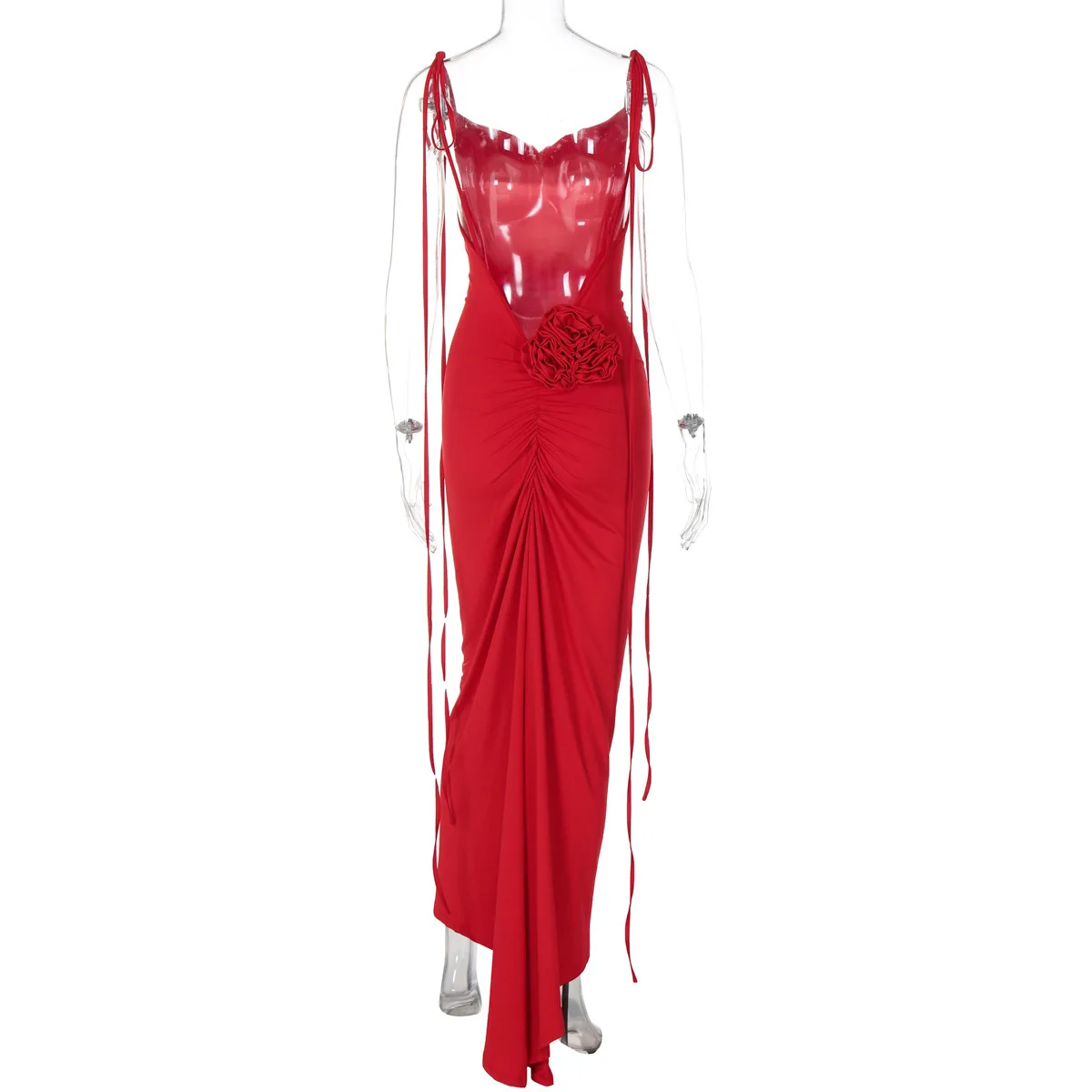 Floral Backless Sexy Maxi Dress Women Fashion Spaghetti Strap Sleeveless Bodycon Club Party Sexy Long Fishtail Dress
