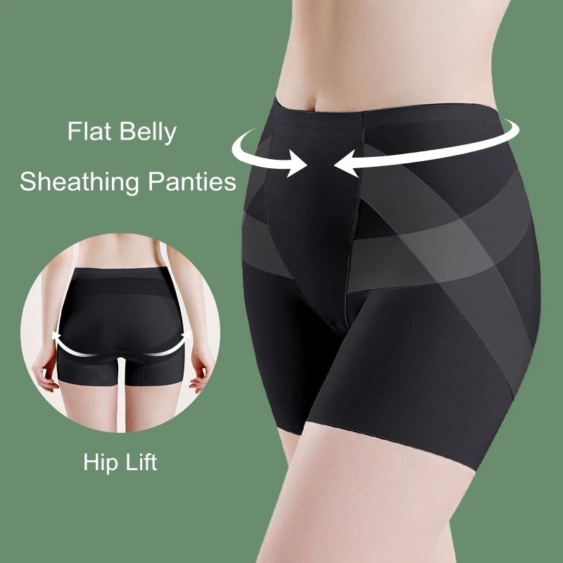 Women's Seamless Hip Lift Shaping Underwear Tummy Control Panties Slimming Shorts Mid Waist Antibacterial Soft Silk Panty