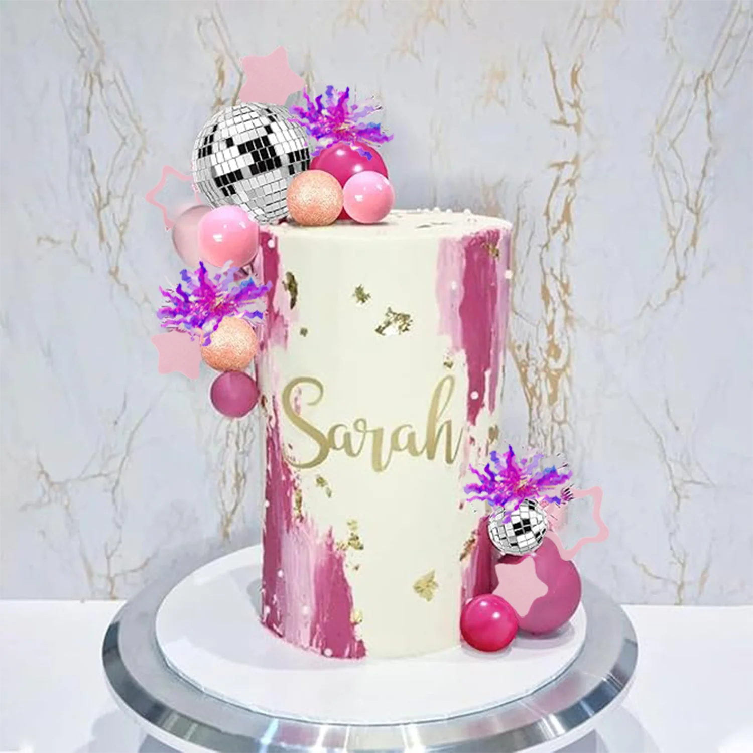 Decorazioni Torta A Sfera Discoteca | 12 Pezzi Multidimensioni | Per Feste Anni '70 E Compleanni