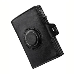 Genuine Leather RFID Blocker Men's Wallet with Coin Pocket and AirTag Holder (Black(no airtag))