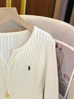 2025 New Women Solid Fashion Knitted Tops  Y2K Embroidery Long Sleeve Cardigans Sweaters Fashion Streetwear Lady Shirts - Image 4