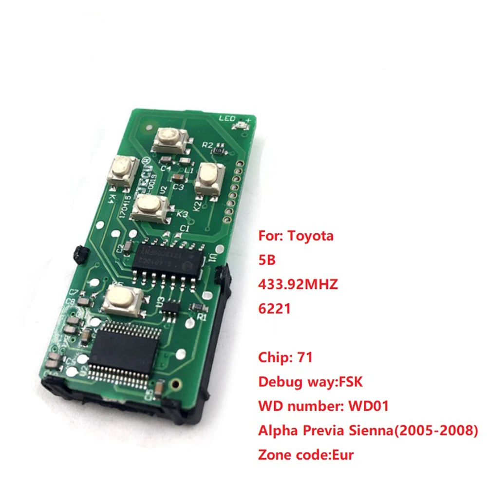 ڵ Ʈ ī  5 ư 433.92MHZ FSK-71-WD01-271451-6221-Eur-ES55017 Ÿ  Previa ÿ 2005-2008