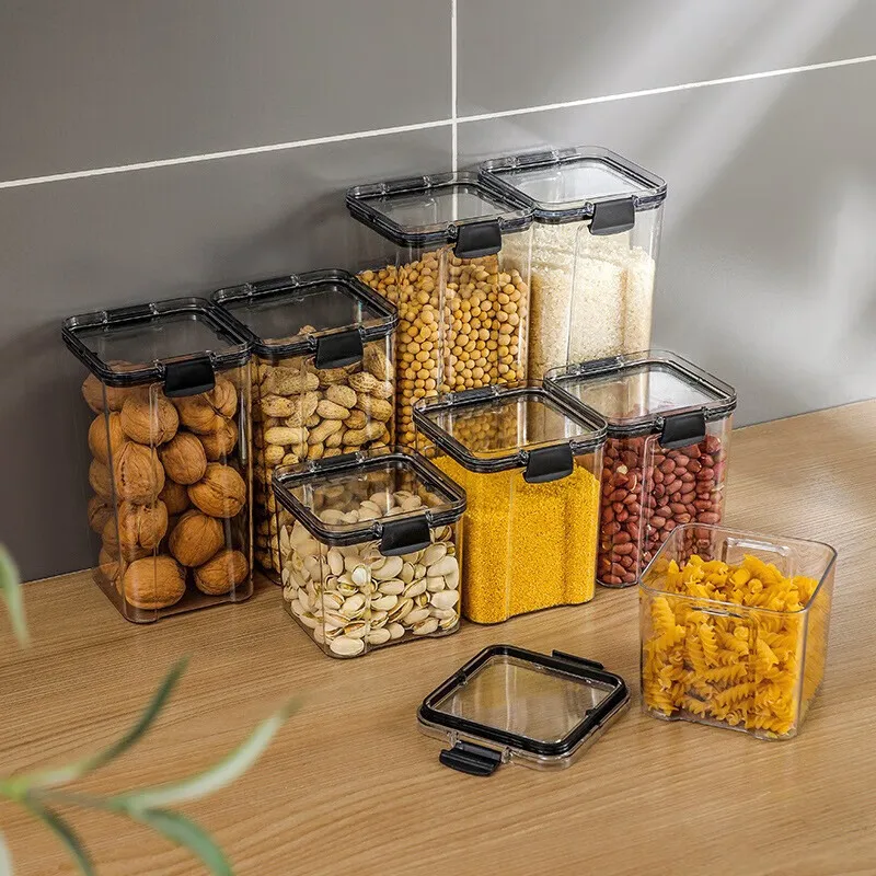 Food Storage Kitchen Containers Plastic Box Jars for Bulk Cereals Kitchen  Organizers for Pantry Organizer Jars With Lid Home Set - AliExpress