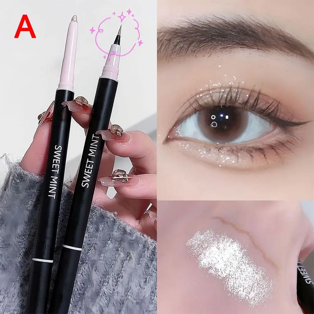 Double-Headed Silkworm Eyeliner Pencil Shadow + Highlight 2in1 Ultra-fine Pen Tip For Beginners Affordable Easy T I8A2 eyeshadow pencil,eyeliner pencil,eyeshadow eyeliner