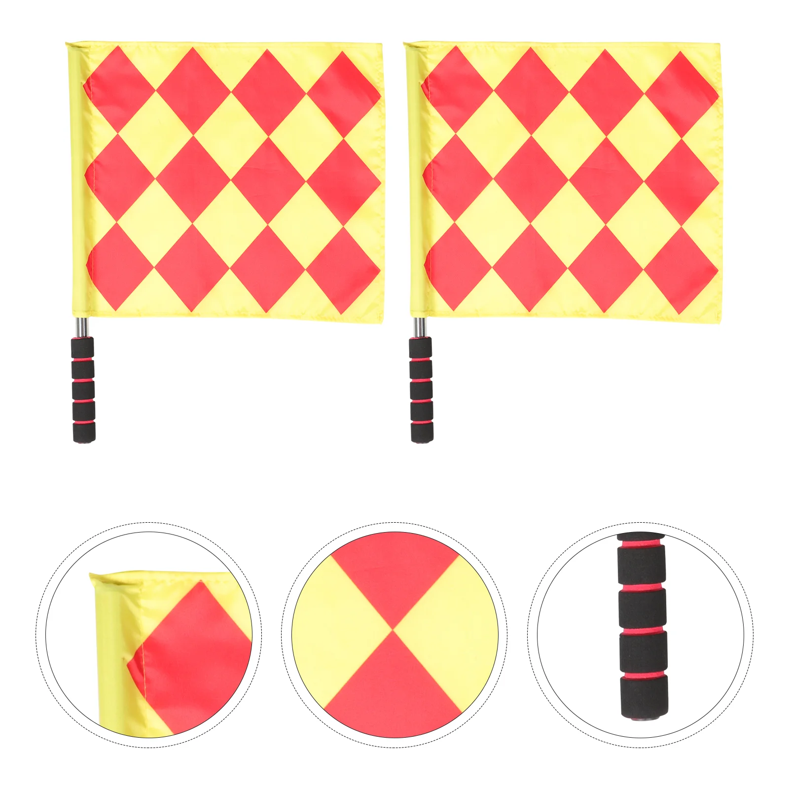 

2 Pcs Football Referee Flag Hand Signal Flags Waving For Racing Emblems Conducting Soccer Uniform Commanding